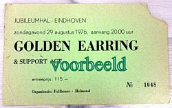 Golden Earring show ticket#1048 August 29, 1976 Eindhoven - Jubileumhal